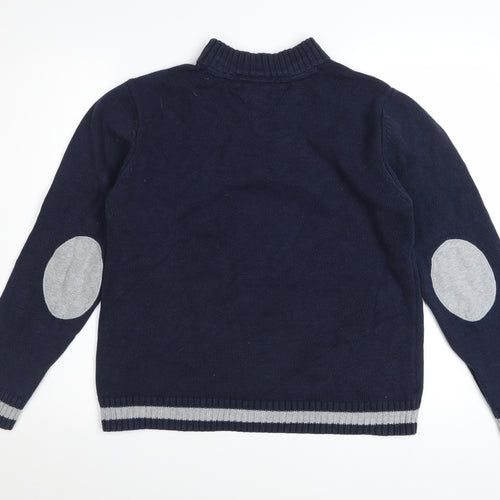 Tommy Hilfiger Boys Blue 12-14 Years Cotton 1/4 Zip High Neck Jumper