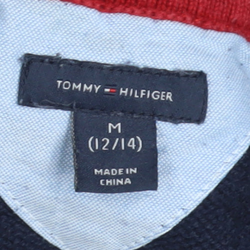 Tommy Hilfiger Boys Blue 12-14 Years Cotton 1/4 Zip High Neck Jumper