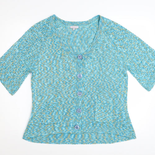 Marks and Spencer Per Una Women's Blue V-Neck Knit Cardigan XL