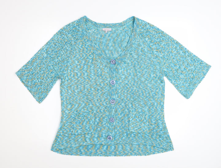 Marks and Spencer Per Una Women's Blue V-Neck Knit Cardigan XL