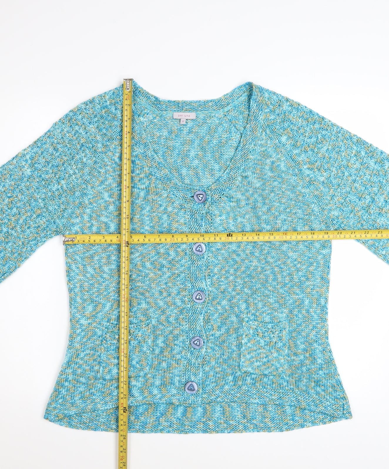 Marks and Spencer Per Una Women's Blue V-Neck Knit Cardigan XL