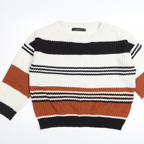 Zesica Women's Multicoloured Striped Knit Pullover Jumper M
