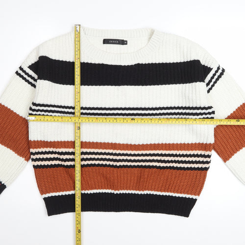 Zesica Women's Multicoloured Striped Knit Pullover Jumper M