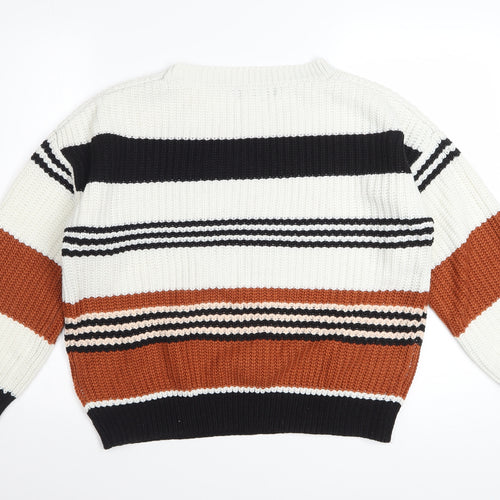 Zesica Women's Multicoloured Striped Knit Pullover Jumper M