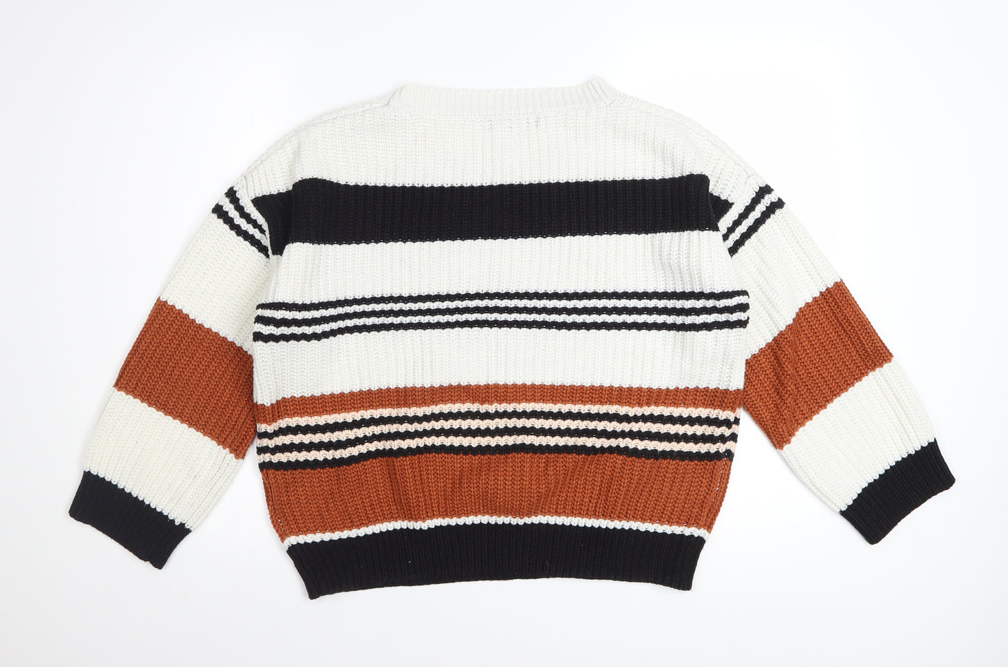 Zesica Women's Multicoloured Striped Knit Pullover Jumper M