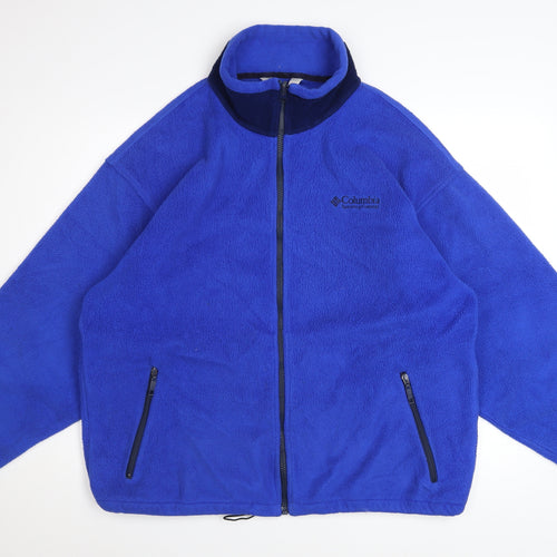 Columbia Mens Blue Fleece Full Zip Jacket Size L Outdoor Warm