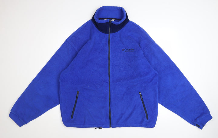 Columbia Mens Blue Fleece Full Zip Jacket Size L Outdoor Warm