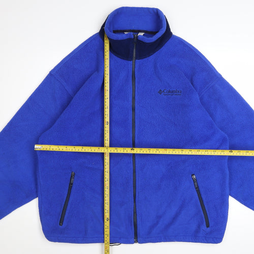 Columbia Mens Blue Fleece Full Zip Jacket Size L Outdoor Warm