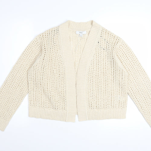 Marks and Spencer Women Beige Open Knit Cardigan M
