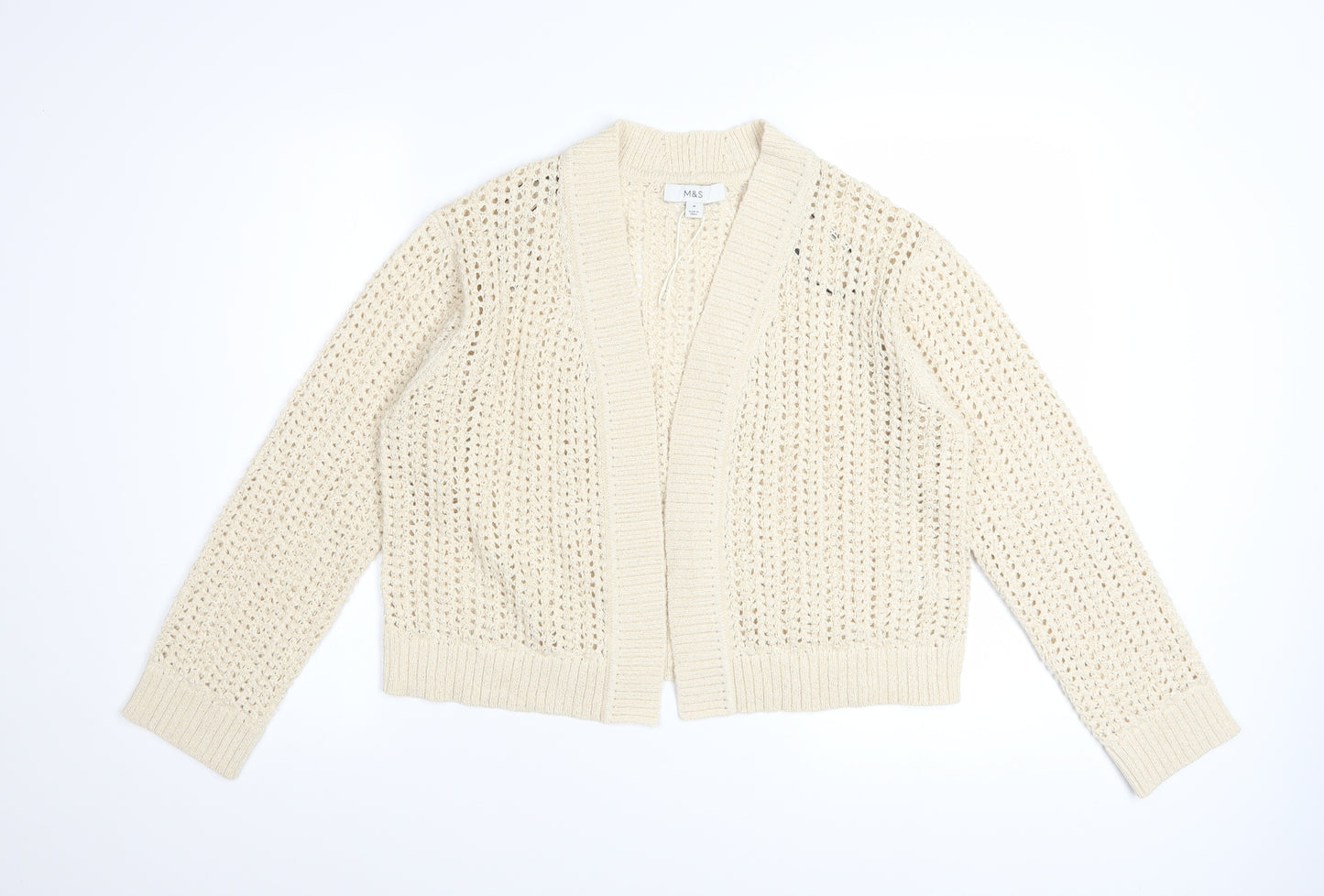 Marks and Spencer Women Beige Open Knit Cardigan M
