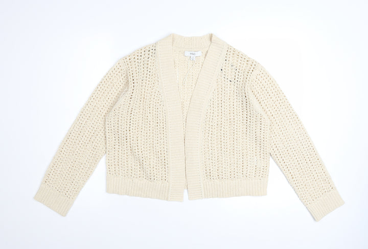 Marks and Spencer Women Beige Open Knit Cardigan M