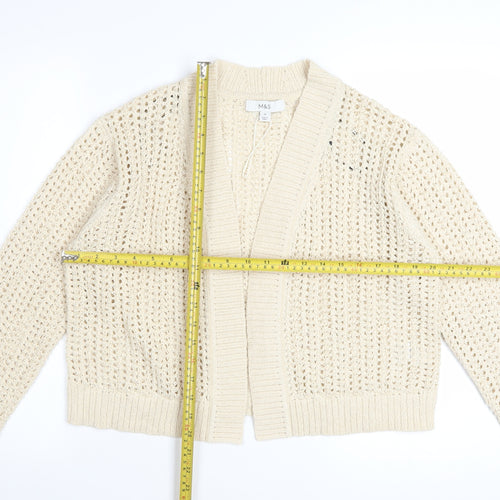 Marks and Spencer Women Beige Open Knit Cardigan M