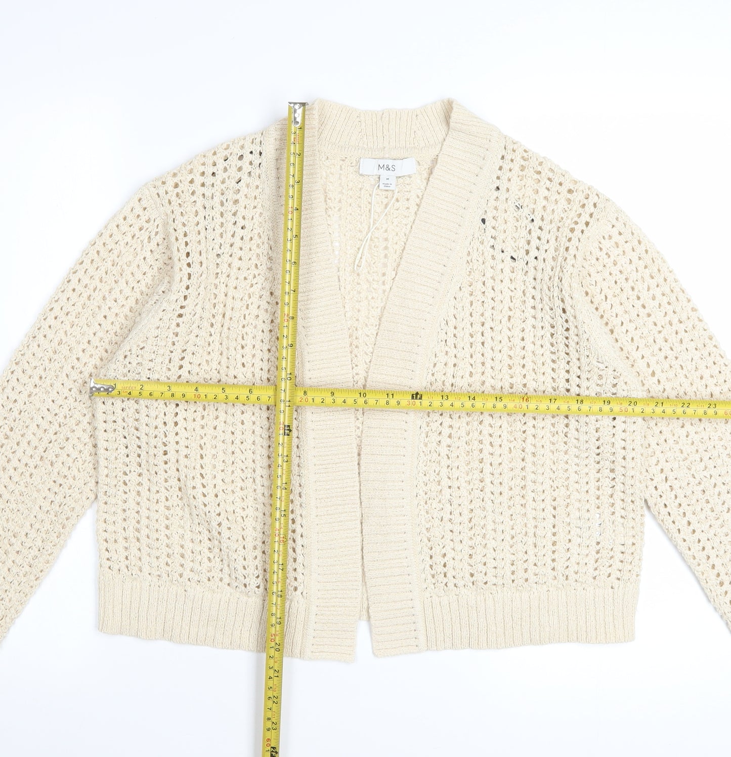 Marks and Spencer Women Beige Open Knit Cardigan M