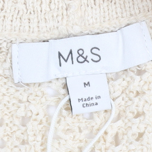 Marks and Spencer Women Beige Open Knit Cardigan M