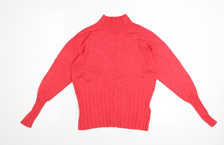 Marks and Spencer Women Red Mock Neck Long Sleeve Pullover Jumper Size 12