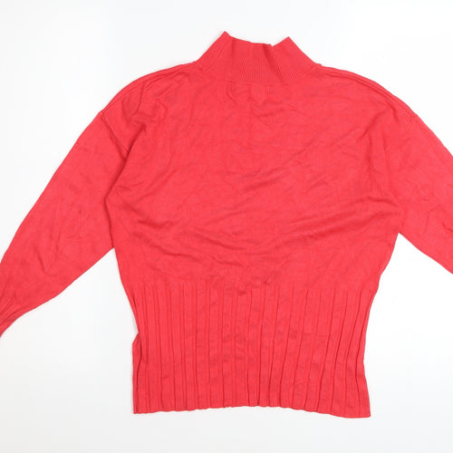 Marks and Spencer Women Red Mock Neck Long Sleeve Pullover Jumper Size 12