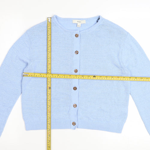 Marks and Spencer Women Blue Knit Cardigan Small Long Sleeve