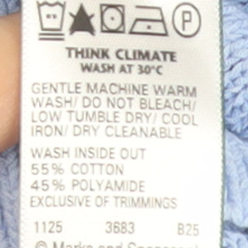 Marks and Spencer Women Blue Knit Cardigan Small Long Sleeve