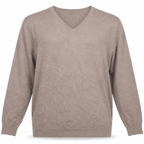 Marks and Spencer Men’s Beige 2XL V-Neck Merino Wool Jumper