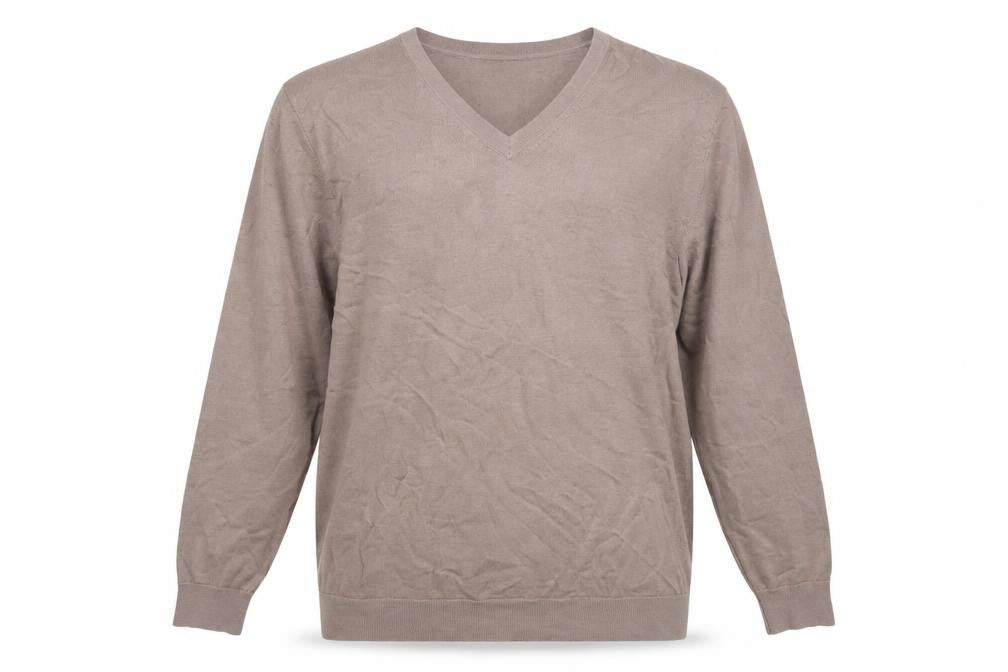 Marks and Spencer Men’s Beige 2XL V-Neck Merino Wool Jumper