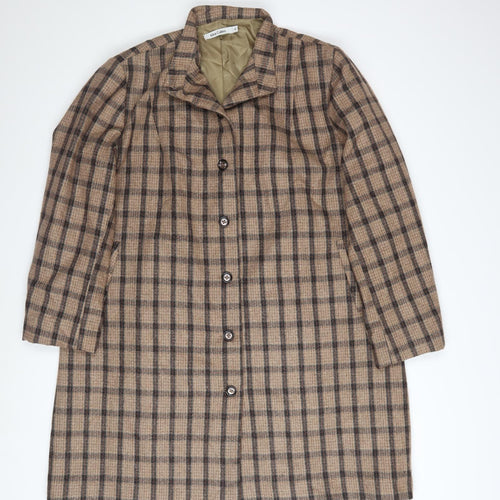 Alice Collins Women's Beige Check Mid-Length Overcoat Size 18