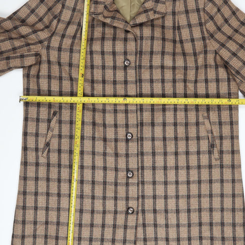 Alice Collins Women's Beige Check Mid-Length Overcoat Size 18