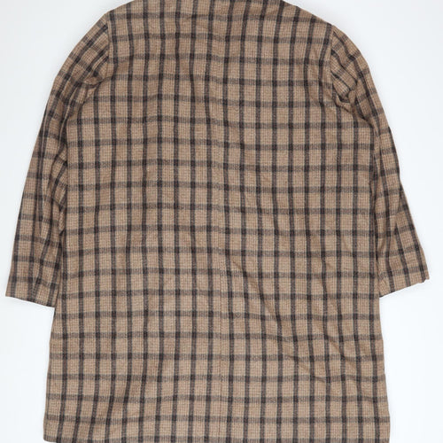 Alice Collins Women's Beige Check Mid-Length Overcoat Size 18