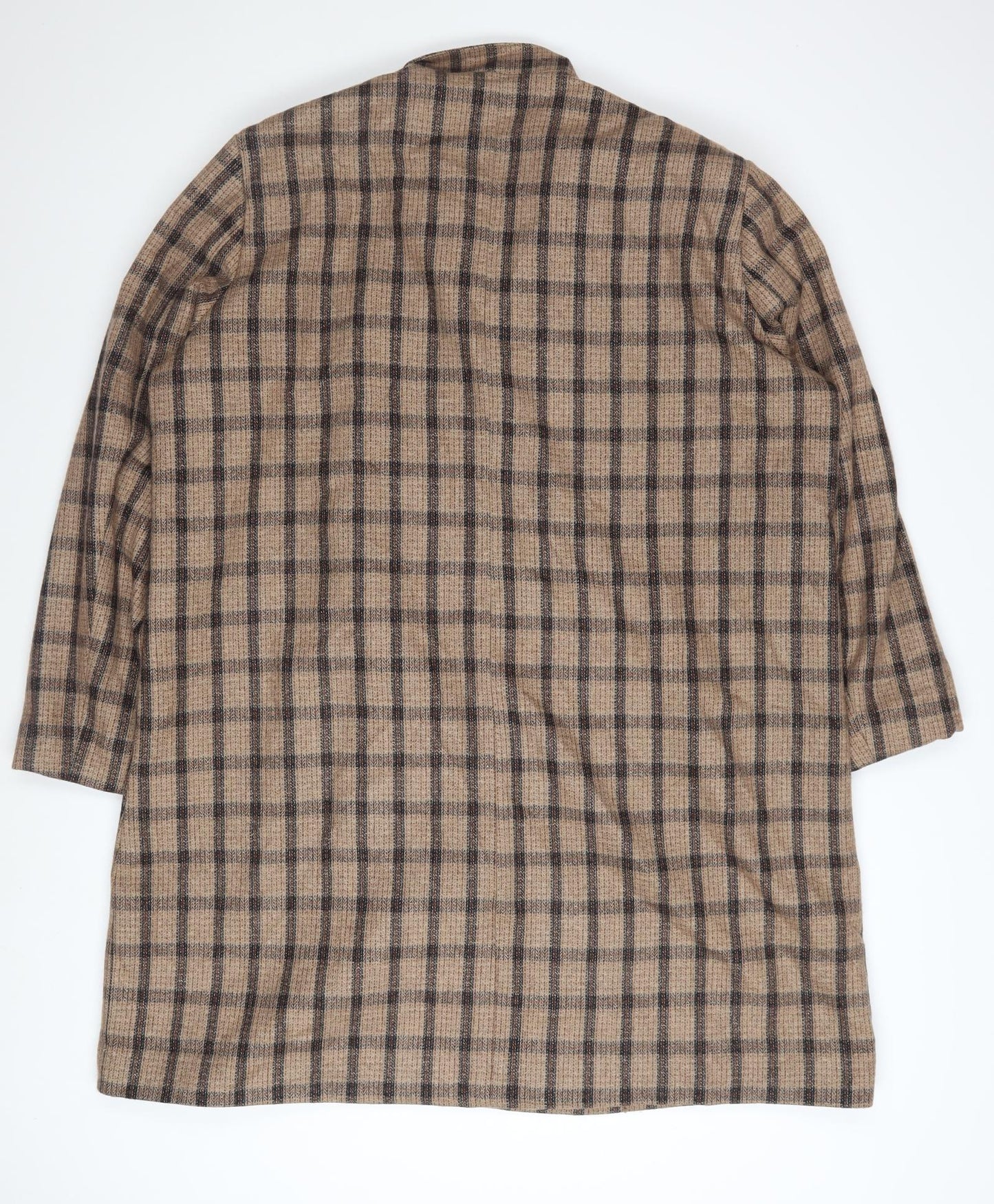 Alice Collins Women's Beige Check Mid-Length Overcoat Size 18