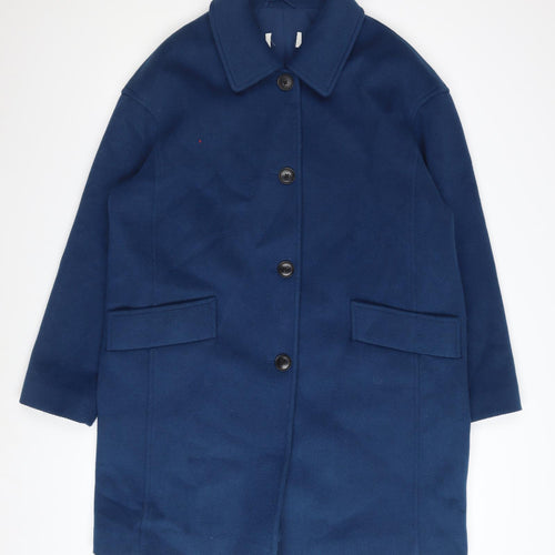 Marks and Spencer Women's Blue Mid-Length Overcoat Size 14