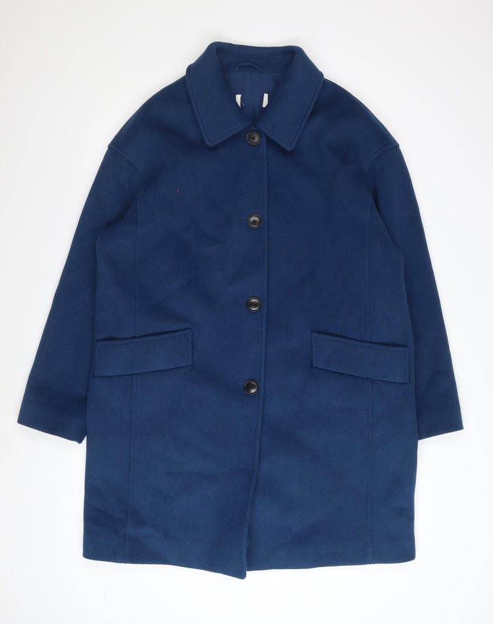 Marks and Spencer Women's Blue Mid-Length Overcoat Size 14