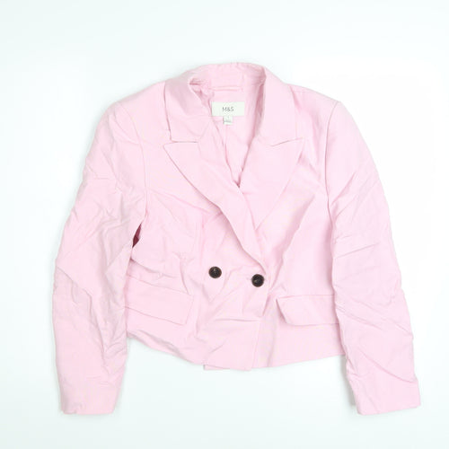 Marks and Spencer Women's Pink Blazer Size 6 Linen Mix