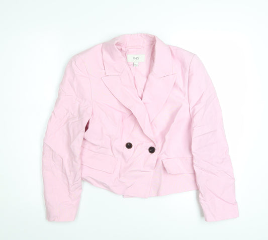 Marks and Spencer Women's Pink Blazer Size 6 Linen Mix