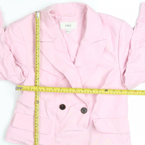 Marks and Spencer Women's Pink Blazer Size 6 Linen Mix