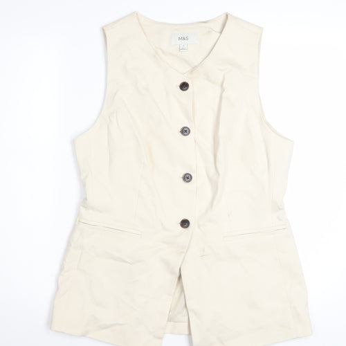 Marks and Spencer Women Beige Sleeveless Tunic Blouse Size 14