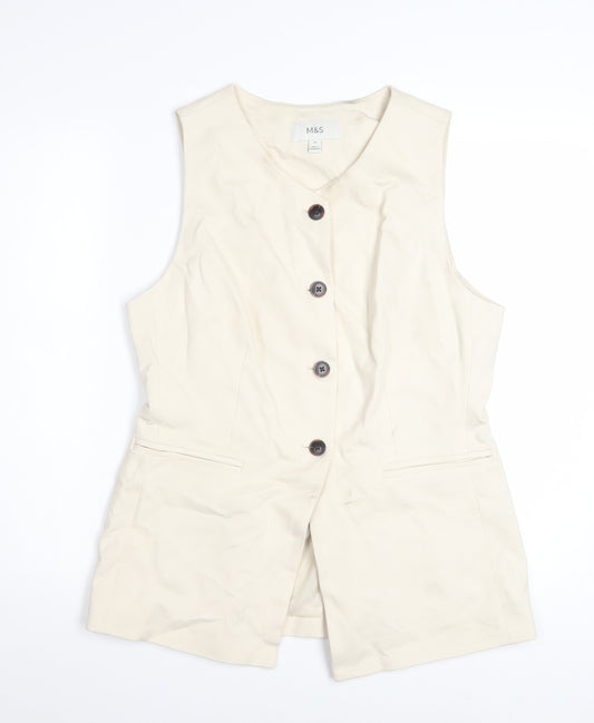 Marks and Spencer Women Beige Sleeveless Tunic Blouse Size 14