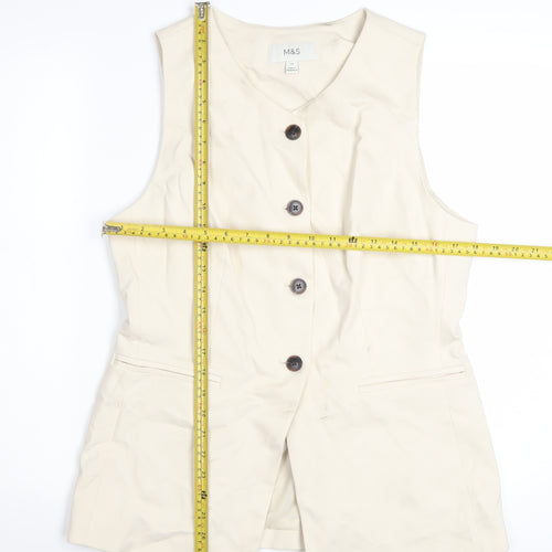 Marks and Spencer Women Beige Sleeveless Tunic Blouse Size 14