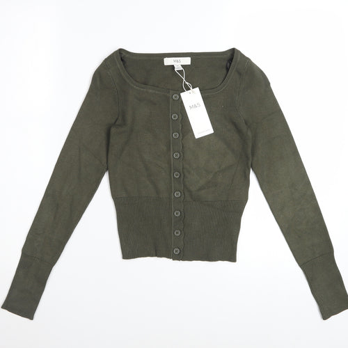 Marks and Spencer Women’s Green XS Scoop Neck Button Cardigan