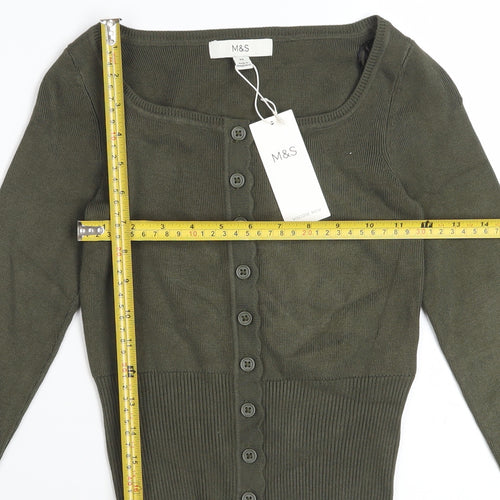 Marks and Spencer Women’s Green XS Scoop Neck Button Cardigan