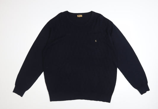 Gabicci Men’s Blue 2XL Crew Neck Cotton Acrylic Knit Jumper