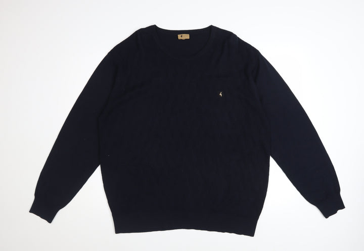 Gabicci Men’s Blue 2XL Crew Neck Cotton Acrylic Knit Jumper