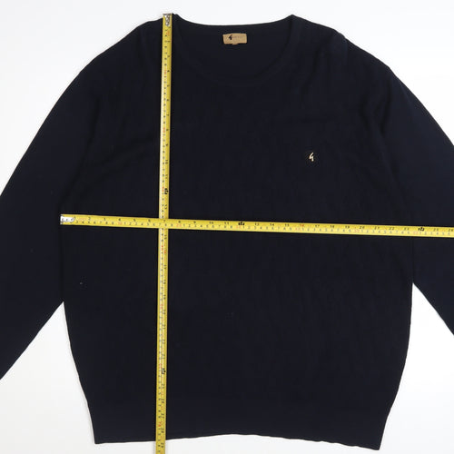Gabicci Men’s Blue 2XL Crew Neck Cotton Acrylic Knit Jumper