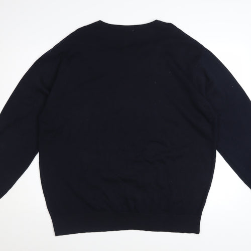 Gabicci Men’s Blue 2XL Crew Neck Cotton Acrylic Knit Jumper