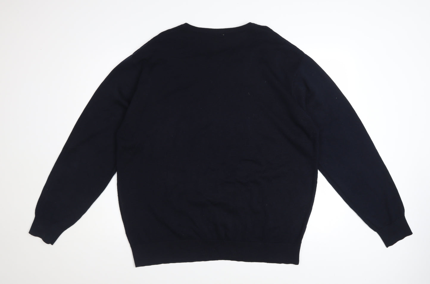 Gabicci Men’s Blue 2XL Crew Neck Cotton Acrylic Knit Jumper