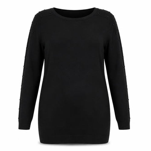 Wallis Women’s Black Size 14 Shift Dress Beaded Long Sleeve Knit