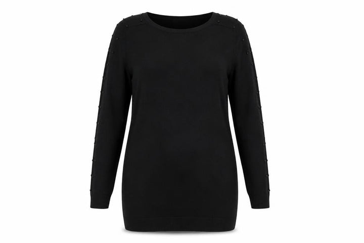 Wallis Women’s Black Size 14 Shift Dress Beaded Long Sleeve Knit