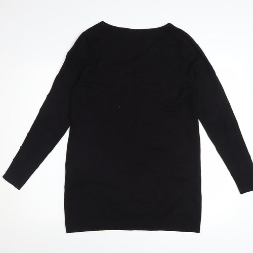 Wallis Women’s Black Size 14 Shift Dress Beaded Long Sleeve Knit