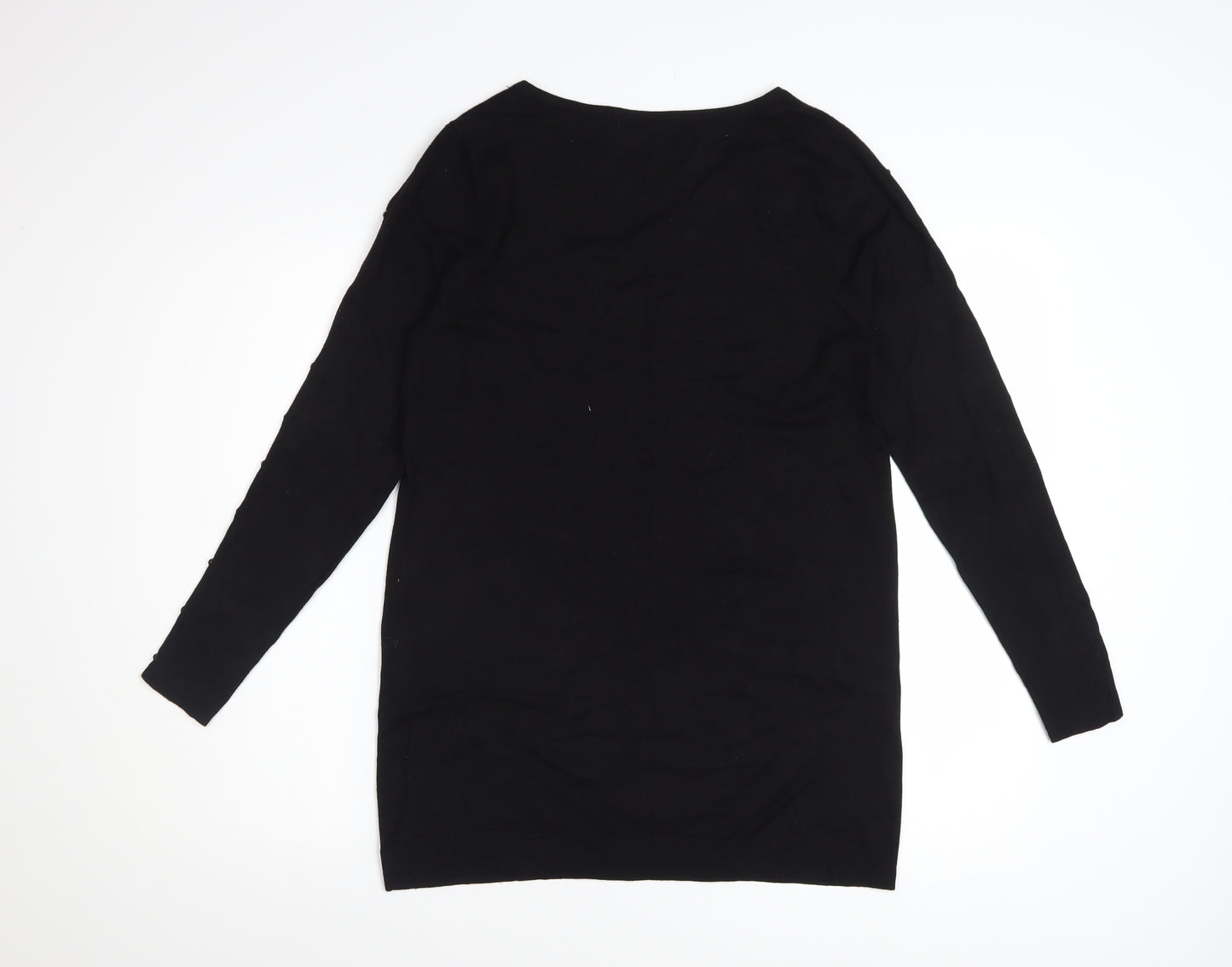 Wallis Women’s Black Size 14 Shift Dress Beaded Long Sleeve Knit