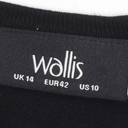 Wallis Women’s Black Size 14 Shift Dress Beaded Long Sleeve Knit