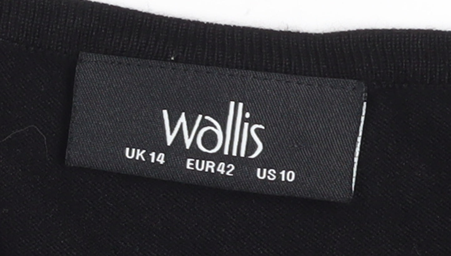 Wallis Women’s Black Size 14 Shift Dress Beaded Long Sleeve Knit