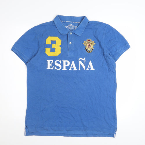 Robin Ruth Men's Blue España Polo Shirt XL Cotton Casual